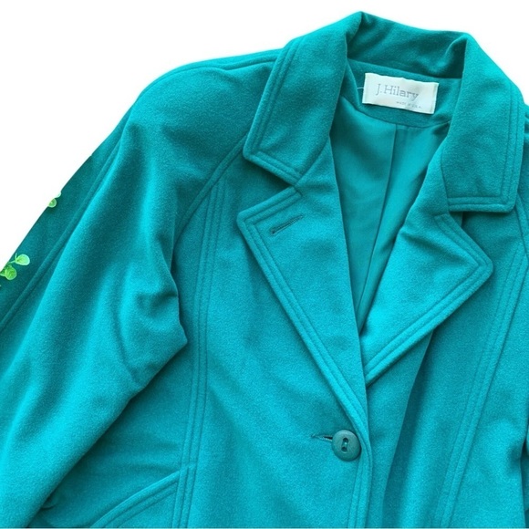 Vtg J Hilary Wool Buttoned Oversized Coat Jacket Teal Green Size 6 - Picture 3 of 7